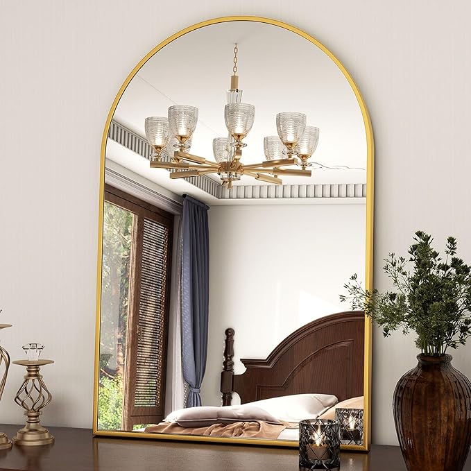 24"x36" Gold Arched Bathroom Mirror - Wall Mirror for Bathroom, Metal Frame Vanity Mirror, Dresser Mirror, Arch Decorative Mirrors for Living Room, Bedroom, Entryway, Mantle
