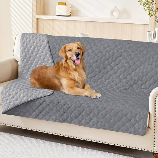 Smiry Waterproof Dog Blanket, Reversible Dog Bed Cover Pet Blanket, Soft Pet Couch Covers for Sofa Washable, Bed Couch Sofa Furniture Protector for Puppy Cat Kids (52"x82", Grey/Light Grey)