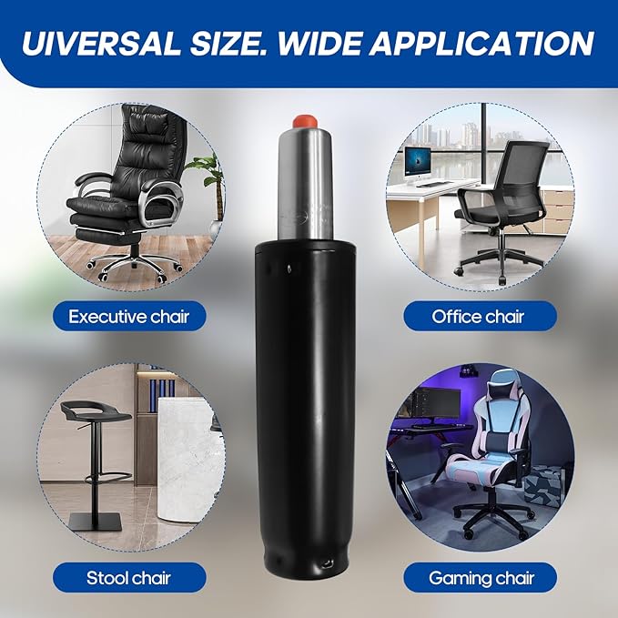 Office Chair Gas Lift Cylinder Fits Most Desk Chairs and Gaming Chairs Long Stroke Hydraulic Pneumatic Shock Piston Heavy Duty 500Lbs (9.5in Cylinder Length)
