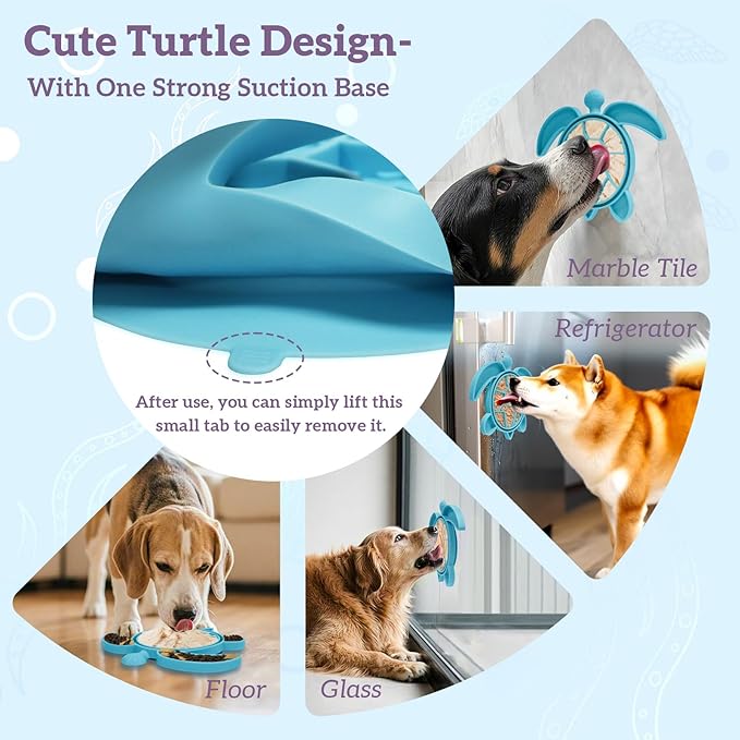 Turtle Dog Lick Mat for Dogs, Dog Slow Feeder Toy with Suction Cup, Dogs Licking Mats for Pets, Food-Safe Silicone Pet Lick Pad, Improve Digestion, Suitable for Various Foods
