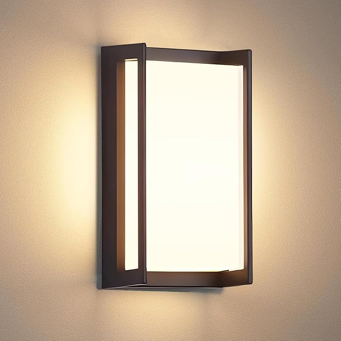 wowlite Outside Lights for House LED, 18W Modern Front Porch Light 3000K 4000K 6500K 3 Colors Changeable, Aluminum Outdoor Light Fixture, Exterior Sconce for Garage Garden Patio