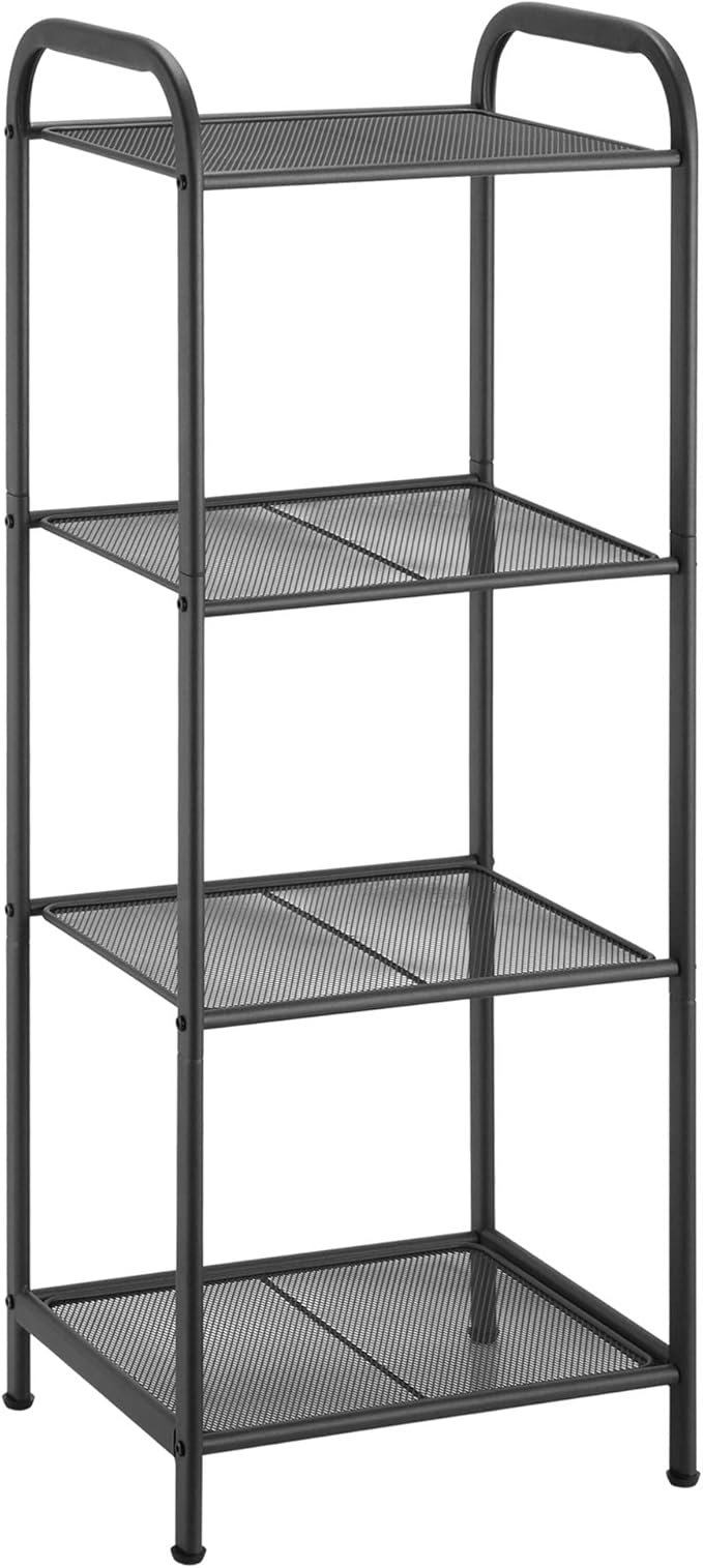 MAX Houser Storage Rack with Shelf,Industrial Style Extendable Plant Stand, Standing Shelf Units for Kitchen, Bathroom, Office,Living Room, Balcony, Kitchen (Charcoal Gray, 4 Tier)