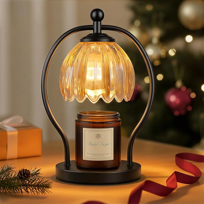 COTTHOS Candle Warmer Lamp, Dimmable Candle Warmer with Timer, Vintage Candles Wax Warmers for Jar Candles Christmas Birthday Gifts for Women Mom, Home Decor for Bedroom Living Room, Black Amber