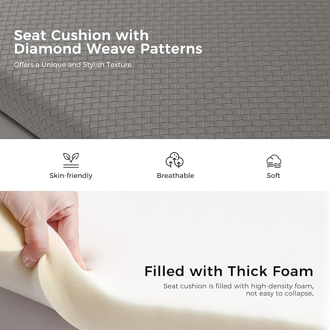 EcoHarbor Living Storage Ottoman Bench with Throw Ottomans, Modern End of Bed Bench, Upholstered Footrest Stool with Gold Legs for Living, Bedroom, Entryway and Hallway(Grey 60inch)