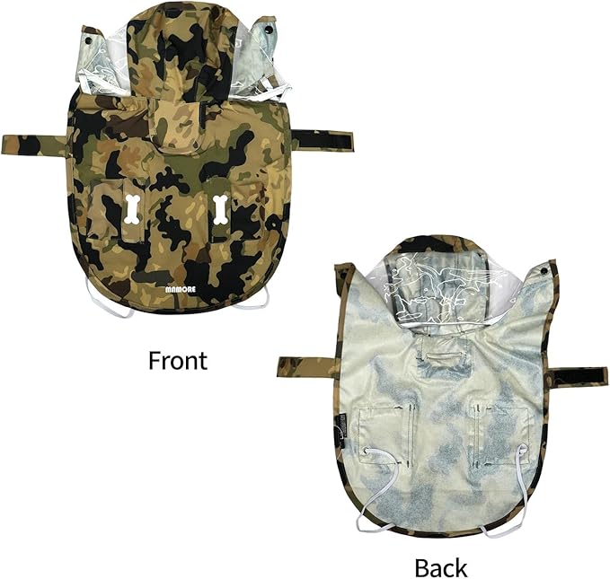 Waterproof Dog Raincoat, Adjustable Reflective Lightweight Pet Rain Clothes with Poncho Hood(X-Large,Camo)