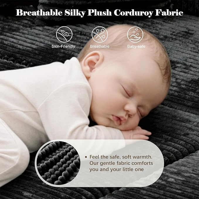 106'' Boneless Couches for Living Room, L Shaped Modular Sectional Sofa with Chaise Lounge, Faux Rabbit Fur & Layered Cushion Deep Seat Cloud Couch, No Assembly (Black, 130 U Shaped)