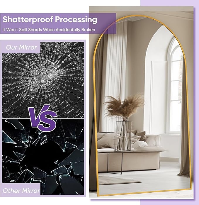 Floor Mirror, 58"×21" Full Length Mirror with Stand for Bedroom Living Room, Gold