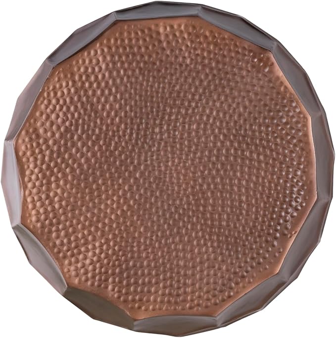 ET101 Modern Contemporary Aluminum Material 21" Height End Table, Side Table with Glossy Diamond-Patterned Base Antique Copper