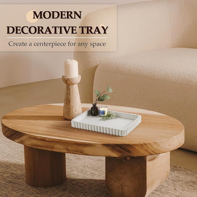 Concrete Decorative Tray for Coffee Table Decor, 14" Coffee Table Tray Ottoman Tray Table Centerpieces, Rectangular Modern Decorative Trays for Home Decor, Living Room, Entry, Granite