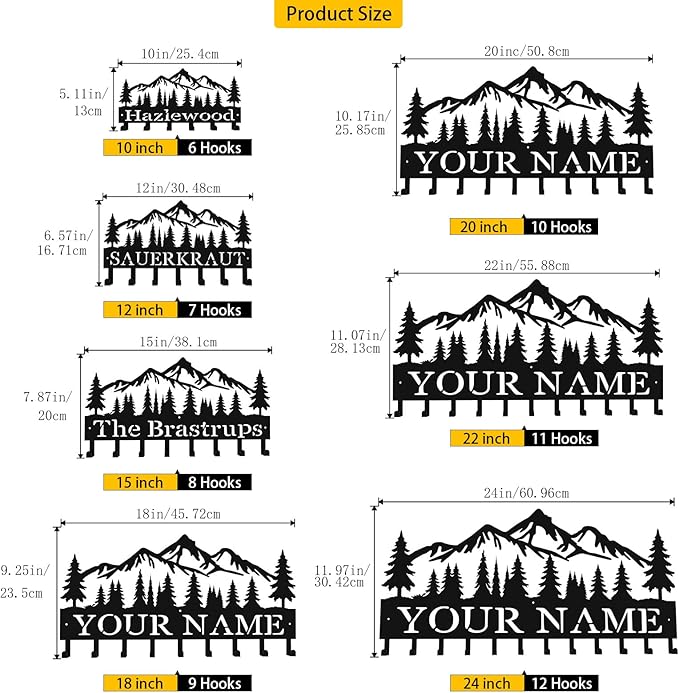 Custom Metal Key Rack Hooks, Personalized Key Holder for Wall, Little Forest, Mountain Theme Wall Decoration Hooks, Key Hanger Organizer for Living Room, Entryway, Bathroom, Kitchen Decor