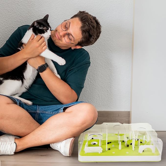 ALL FOR PAWS Interactive Cat Puzzle Feeder & Slow Feed Toy – Mental Stimulation Treat Dispenser Maze for Indoor Cats, Enrichment & Cat Food Toy