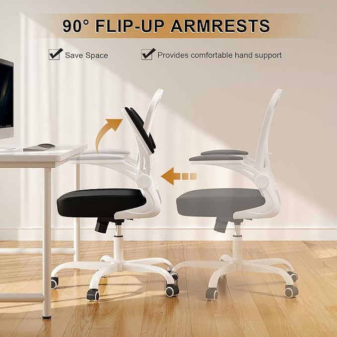 Synorla Office Chair, Ergonomic Desk Chairs 330LBS Capacity High Back Mesh Computer Chair with Flip-up Armrests, Comfy Work Chair with Adjustable Lumbar Support