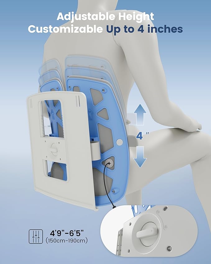 Beleduc Heated Lumbar Support Pillow for Office Chair- Back Support Pillow with Vibration Massage, Ergonomic Back Massager for Chair, Adjustable Height, 2 Heating Levels, Gifts