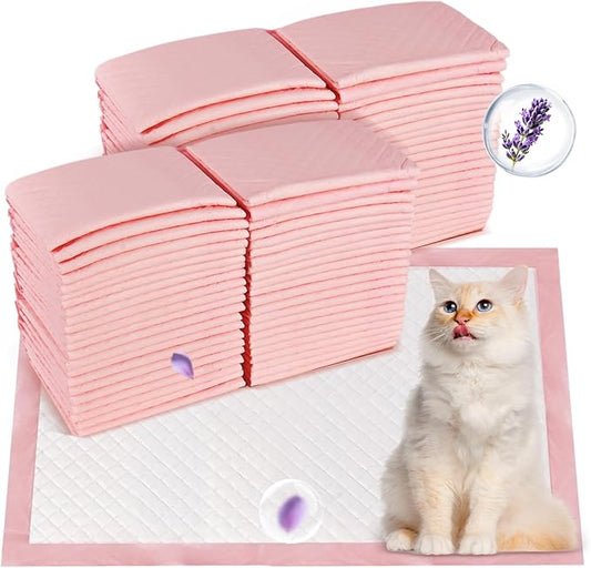 100 Count Cat Litter Pads for Tidy Cats Breeze Litter System 16.9 x 11.4 Inch Lavender Scented Cat Pad Refills Super Absorbent Quick-Dry Pee Pads for Cats(Pink)