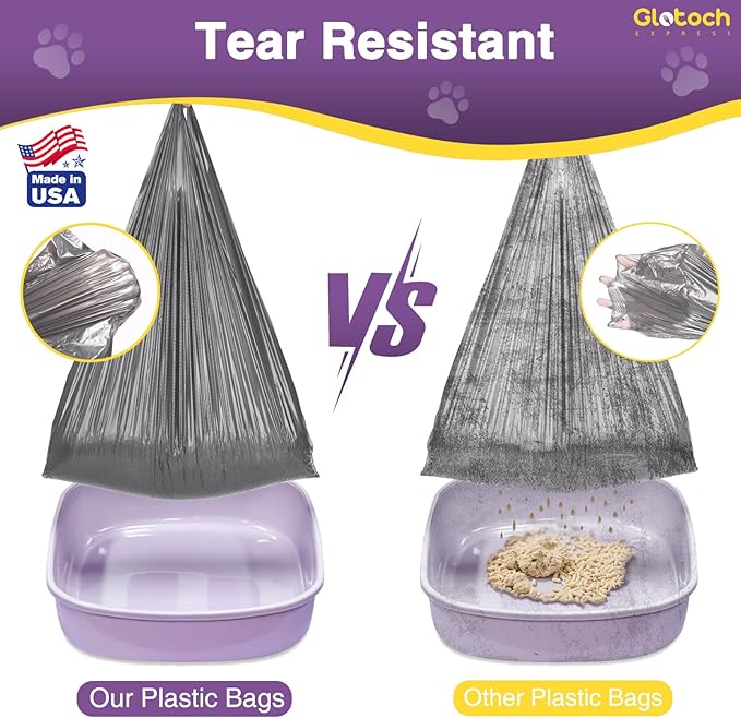 Glotoch 500 Count Economical Cat Litter Bags 4 Gallon Gray, Leak-Proof, Disposable Cat Waste Trash Bags for Pet Poop, Plastic T-shirt doggy bag for Kitty Garbage 12" x 6.5" x 21"