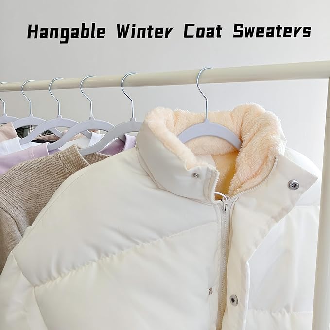 60 Pack Non Slip Hangers, Plastic Clothes Hangers 17.7 Inch - Heavy Duty & Space Saving Slim Hangers with 360° Swivel Hook for Adults, Anti-Slip Strips for Coat, Shirt, Pants (Gray, 60)