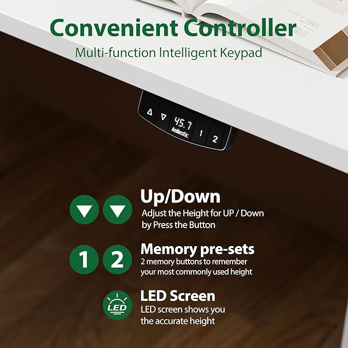 Agilestic Electric Standing Desk, Extra Large 71 x 31.5 Inches Height Adjustable Desk, Sit Stand Up Workstation for Home Office, Ergonomic Rising Gaming Computer Table with Memory Preset,White