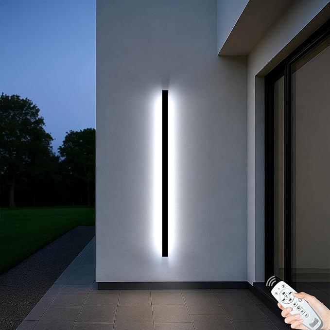 Modern Outdoor Wall Lights, 3CCT Color Selectable 92.5In Long Black Outdoor Wall Sconce Light, Waterproof Wall Mounted Linear Wall Lights for House, Garage, Exterior