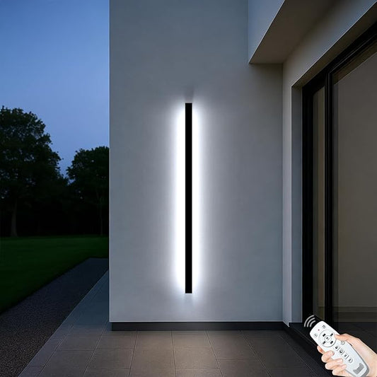 Modern Outdoor Wall Lights, 3CCT Color Selectable 92.5In Long Black Outdoor Wall Sconce Light, Waterproof Wall Mounted Linear Wall Lights for House, Garage, Exterior