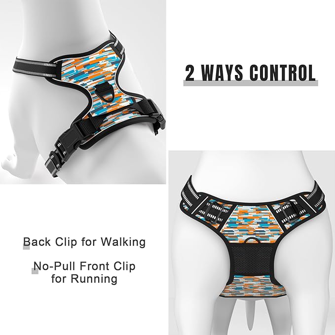 Rnivvi No Pull Dog Harness, Cute Boho Reflective X-Small Sized Puppy Kitten Harness, Adjustable Soft Padded Vest for Small Dogs, Cats, Heavy Duty Pet Vest with Easy Control Handle for Walking, Spliced