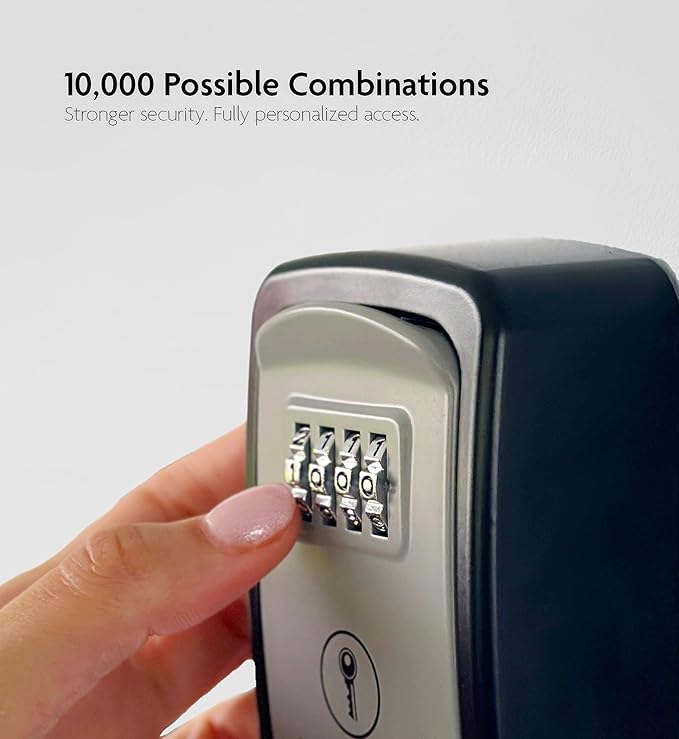 Iron Lock® Wall Mount Key Lock Box – Waterproof Heavy Duty Metal Lock Box for Keys with 4-Digit Combination & Resettable Code – Outdoor/Indoor Key Safe for Home, Office & Airbnb (Grey, Small)