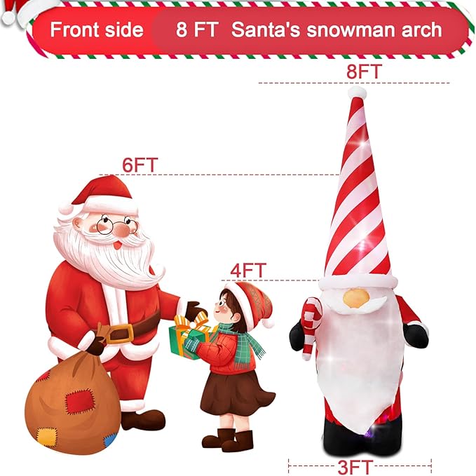 7ft Christmas Inflatable Outdoor Decoration Dwarf with Hat Inflatable Patio Decoration with Built-in LED Lights, Suitable for Christmas Holiday Party, Patio, Lawn, Garden Winter Decoration