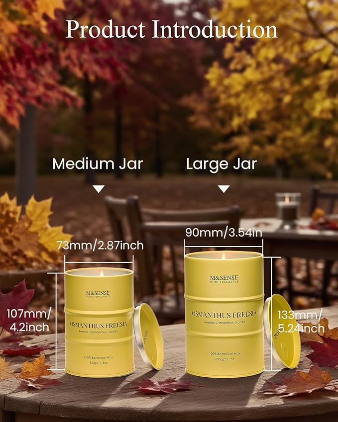 M&SENSE Osmanthus Freesia Scented Candles Natural Non Toxic, Christmas Candle for Stress Relief Meditation Relaxing, Housewarming Gifts for Women Men, 11.3oz 70 Hour Christmas Decor