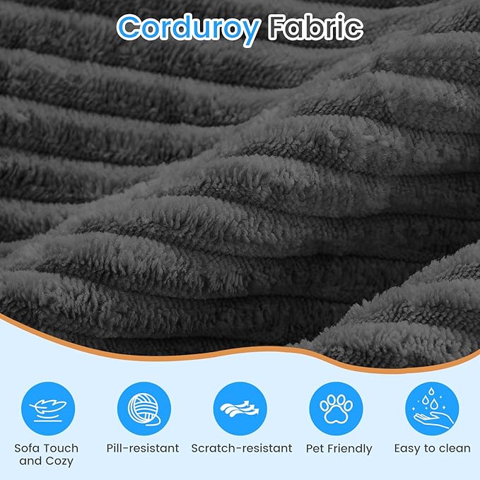 PUREMIND 106" Cloud Sectional Couch for Living Room, Corduroy L Shape Sofa with Deep Seat, Modular Boneless Foam Couch Corner Couches No Assembly Required