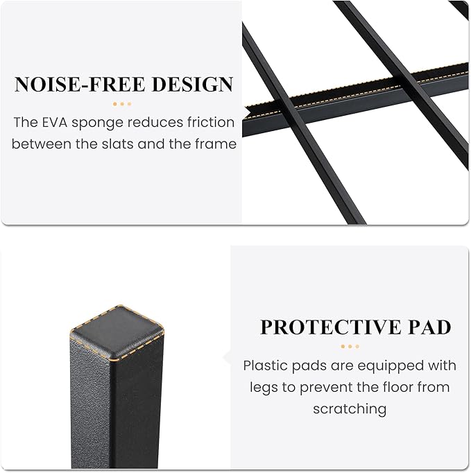 SHA CERLIN 14 Inch Full Size Metal Platform Bed Frame with Wooden Headboard and Footboard, Mattress Foundation, No Box Spring Needed, Large Under Bed Storage, Non-Slip Without Noise, Black Oak