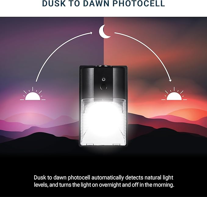 PARMIDA (2 Pack) Mini LED Wall Pack Light 26W Dusk to Dawn Photocell Sensor, 3000lm, 150W Equivalent, IP65 Waterproof, 5000K, ETL, 100-277VAC, Outdoor Wall-Mount Area Exterior Security Lighting, Black