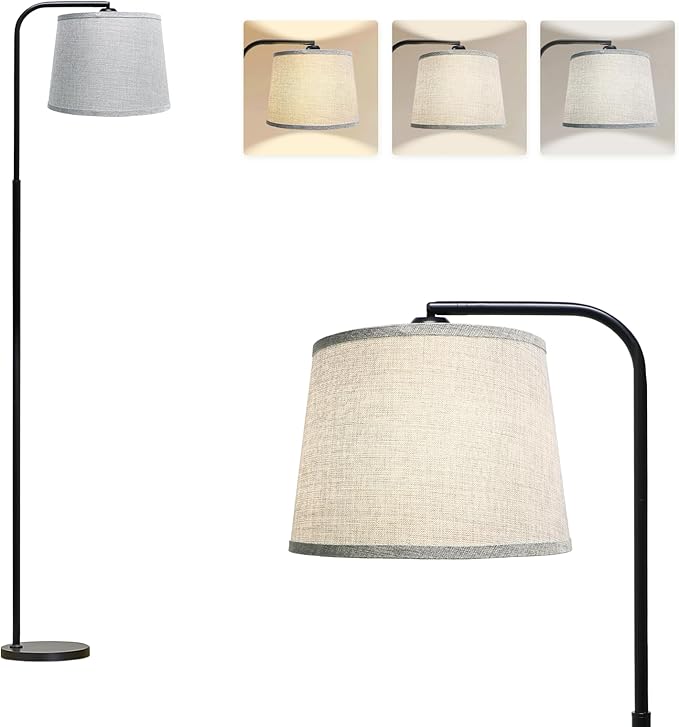 AKASUKI Floor Lamp for Living Room with 3 Color Temperatures, Foot Switch Standing Lamps for Living Room, Bedroom, Office, Arc Mordern Floor Lamp with 9W LED Bulb Included