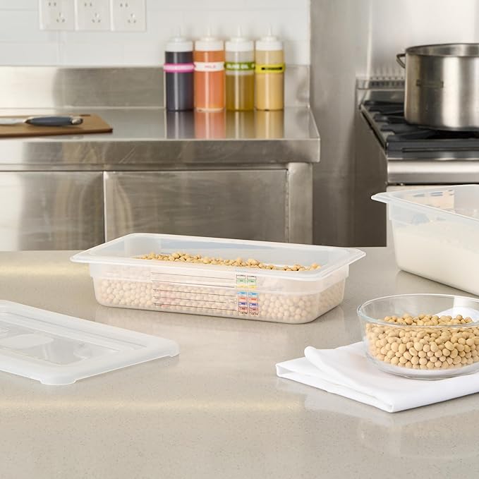 Restaurantware Food Pans Pack of 10 Plastic Rectangle Food Containers 1/3 Size with Traceability Label, Storage Containers Dishwashable Hot Cold Friendly for Restaurants Buffet Commercial Use