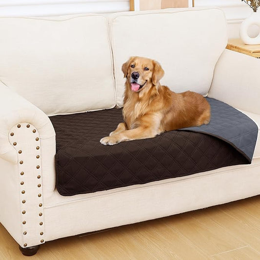 Smiry Waterproof Dog Blanket, Reversible Dog Bed Cover Pet Blanket, Soft Pet Couch Covers for Sofa Washable, Bed Couch Sofa Furniture Protector for Puppy Cat Kids (30"x53", Chocolate/Dark Grey)