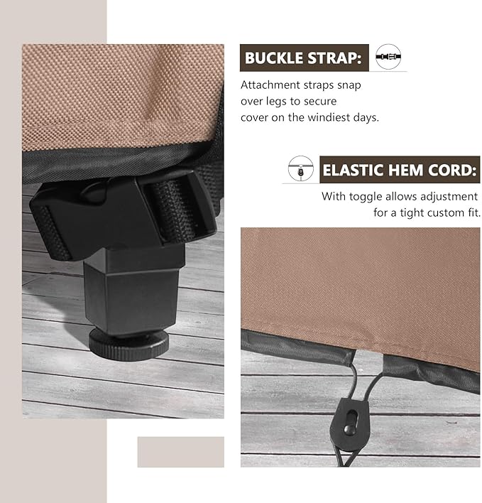 ULTCOVER Rectangular Patio Heavy Duty Table Cover - 600D Tough Canvas Waterproof Outdoor Dining Table and Chairs General Purpose Furniture Cover Size 111L x 74W x 28H inch