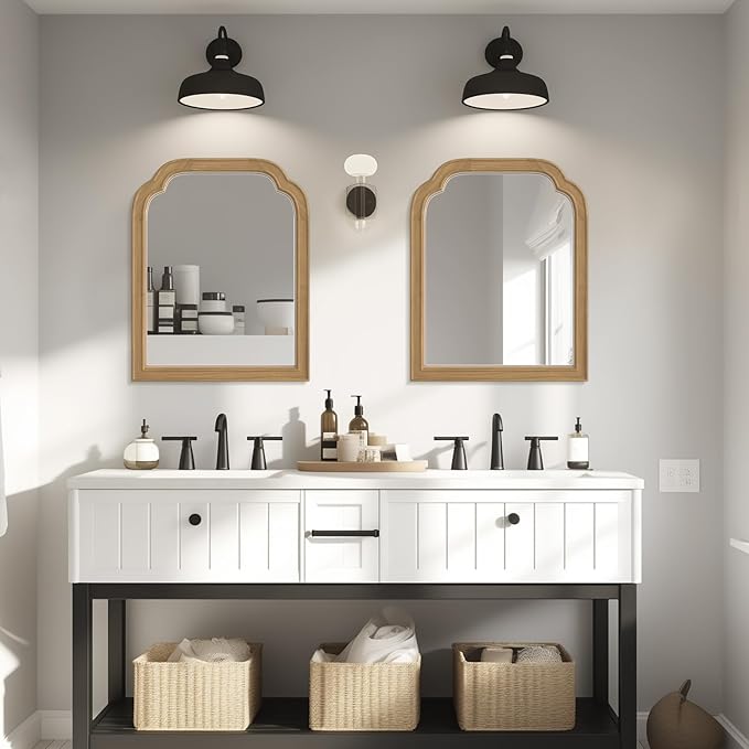 WallBeyond Wood Frame Wall Mirror Decor for Entryway, Living Room or Bedroom Home Decor - Light Woodgrain 16" x 20" Natural Color