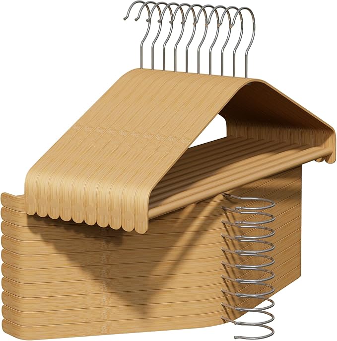 Bamboo Wood Hangers (Bamboo, 30 PCS)