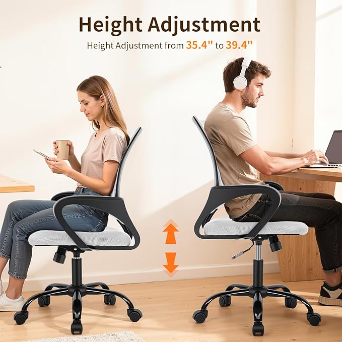 BestOffice Office Chair Ergonomic Desk Chair Mesh Computer Chair Lumbar Support Modern Executive Adjustable Stool Rolling Swivel Chair for Back Pain,White