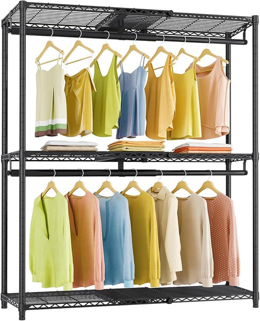 VIPEK X1 Plus Expandable Reach-in Closet Adjustable from 2'8" to 4'6" with Adjustable Shelves and Hanger Rods Clothes Rack Heavy Duty, Metal Clothing Racks Portable Walk-in Closet, Black