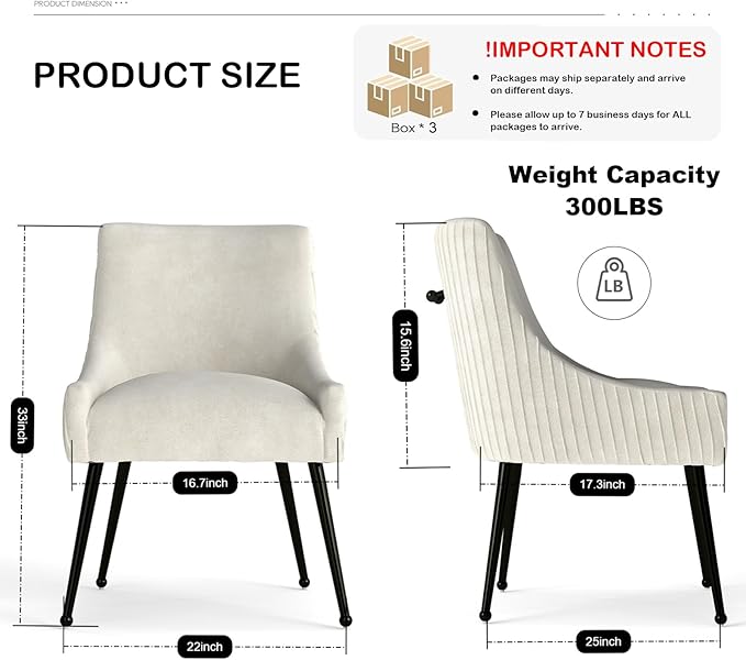 Velvet Dining Chairs Set of 6,Beige Upholstered Living Room Chairs with Black Metal Legs, Modern Tufted Accent Chairs for Living Room, Study Room, Kitchen