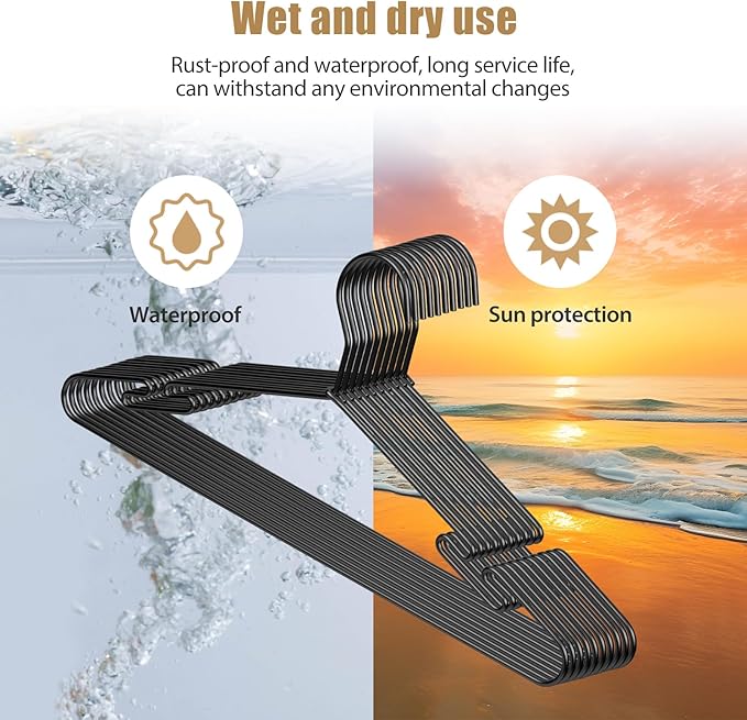 VWV 20 Pack Black Aluminum Hangers, 16.5 Inch Smooth and Durable Metal Shirt Dress Hanger, Lightweight and Sturdy Metal Hanger, Suit Jacket Dress Hangers