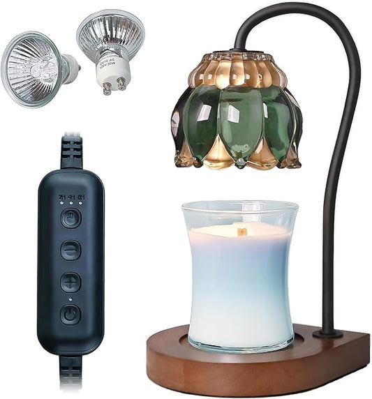 Candle Warmer Lamp Christmas Gifts - Birthday Gifts for Women Mom, Compatible with All Jar Candles, Wax Melt for Candle Home Decor, Modern Farmhouse Decor, Candle Warmer Timer DarkGreen