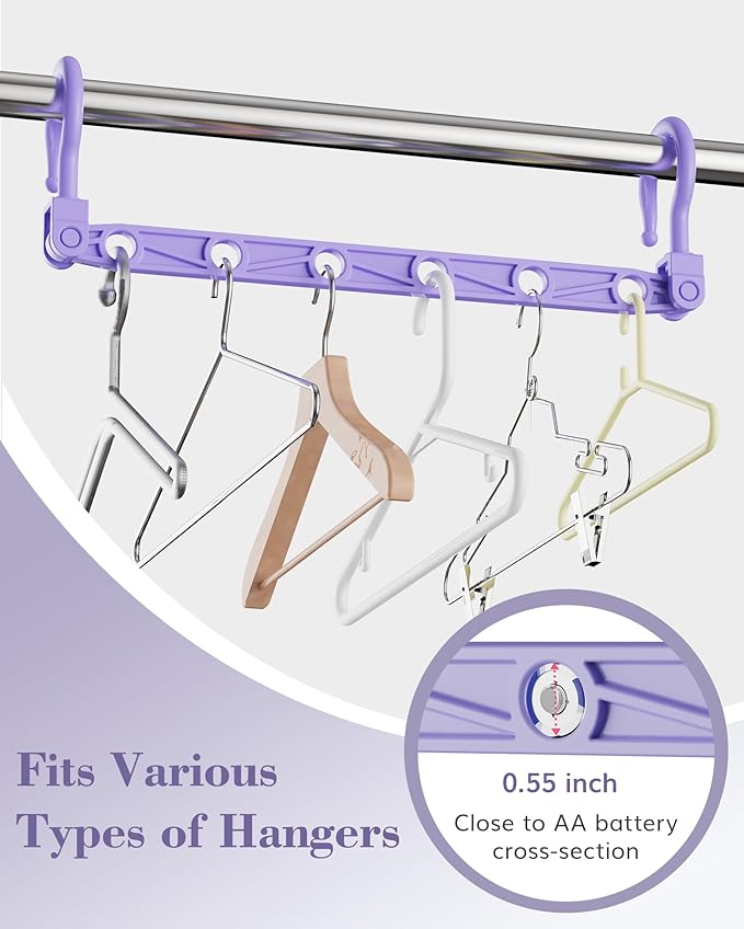 Space Saving Hangers for 48 Clothes, Reinforced Collapsible Hangers with 360° Swivel Hook, Hanger Hooks Space Saver for Closet Organizers and Storage, Dorm Room Essentials, Fully Assembled, Colorful