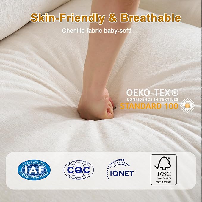 146" Cloud Chenille Sectional Couch 4+2 with Ottomans｜Large Modular Sofa for Spacious Living Rooms｜FSC Solid Wood Frame｜29.1" Deep Seat｜Easy Assembly & 1YR Guarantee