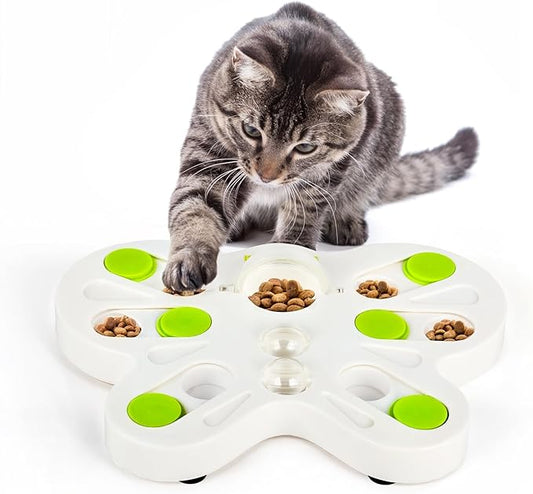 ALL FOR PAWS Interactive Cat Puzzle Feeder – Butterfly Shape Slow Feeder & Treat Dispenser – Enrichment Toy for Kittens & Indoor Cats