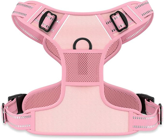 Rnivvi No Pull Dog Harness, Cute Reflective Small Sized Puppy Kitten Harness, Adjustable Soft Padded Vest for Small Dogs, Cats, Heavy Duty Pet Vest with Easy Control Handle for Walking, Pink