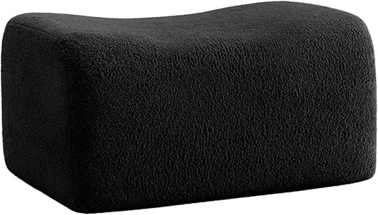 Black Teddy Fabric Cloud Ottoman, Modern Boneless Modular Footstool in a Box for Living Room, Comfortable Deep Seat Design, No Assembly Required, Sofas para Sala