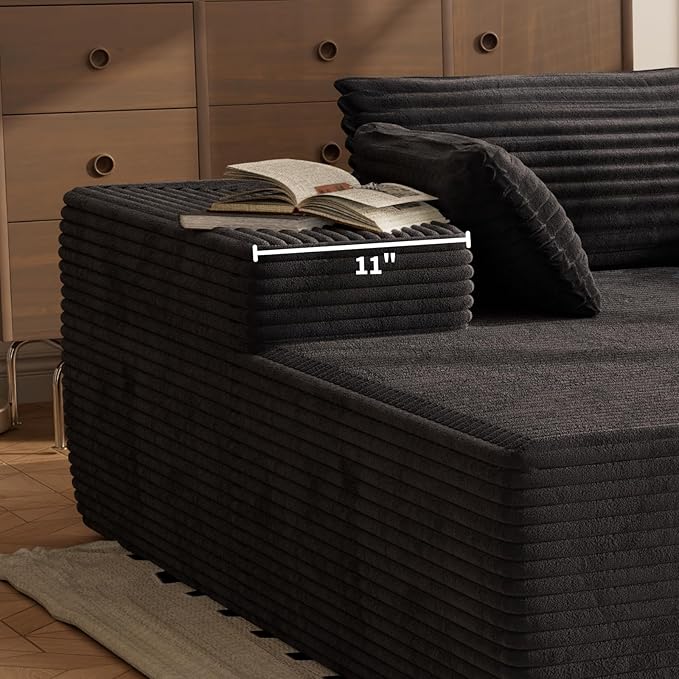 105.5" Modular Sectional Sofa L Shape for Bedroom, Modular Cloud Sofa with Deep Seat for Living Room, Upholstered Couches No Assembly Required Black, Left Facing Chaise