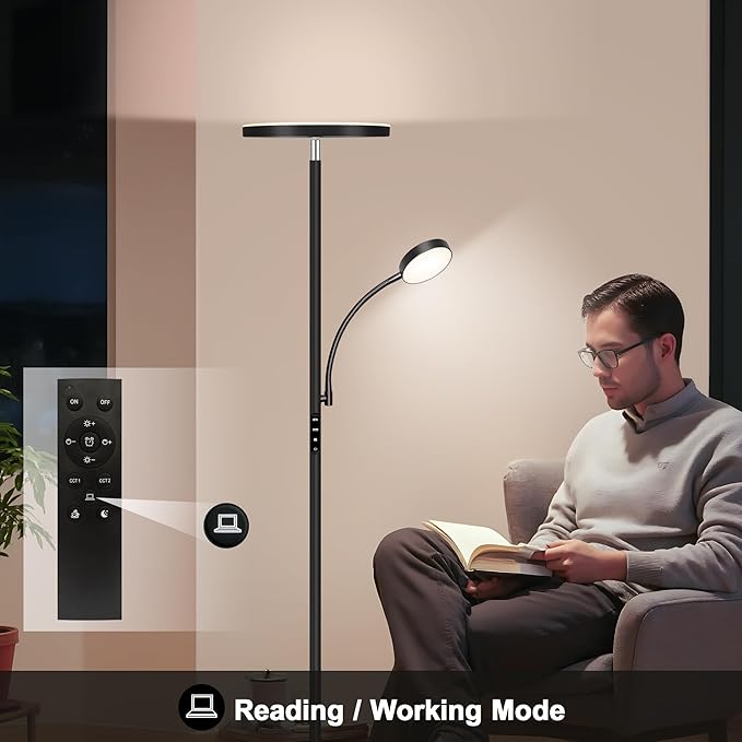 Floor Lamp-42W/4200LM Super Bright Floor Lamp,Dimmable 2-in-1 LED Floor Lamp with Reading Light,69" Tall Standing Lamp with Remote & Touch Control,Modern Floor Lamps for Bedroom,Living Room,Office