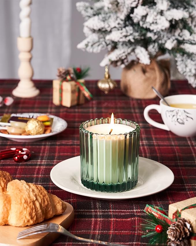 M&SENSE Frosted Pine Amber Scented Candles, 9.2 Oz 60 Hours Burning Time Soy Candle, Christmas Fall Gifts for Home Decor, Up to, Natural Soy Wax Relaxing Aromatherapy Candle