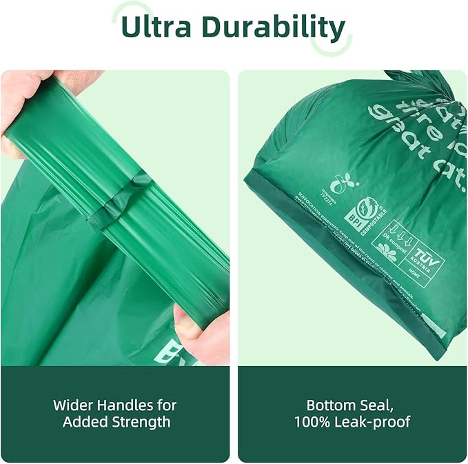 260 Count Cat Poop Bags with Handles, Disposable Litter Bags for Pet Poop, Extra-Thick Kitty Waste Bags Easy Tie Leak-Proof Strengthen Unscented (Made of 70% Recycled Plastic)